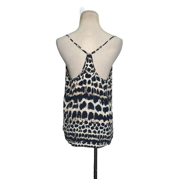 E by Eloise cream black print silk cami top size M - Picture 10 of 12
